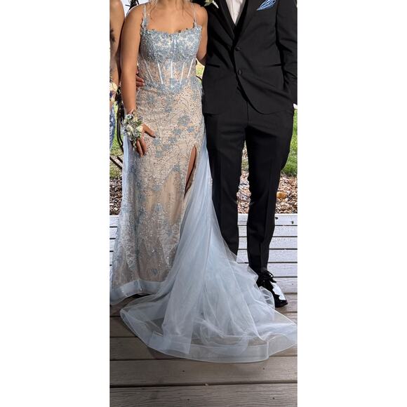 Dresses & Skirts - XO By Sophia Exclusive Light Sky Ice Blue Corset Long Prom Formal Dress Size 4